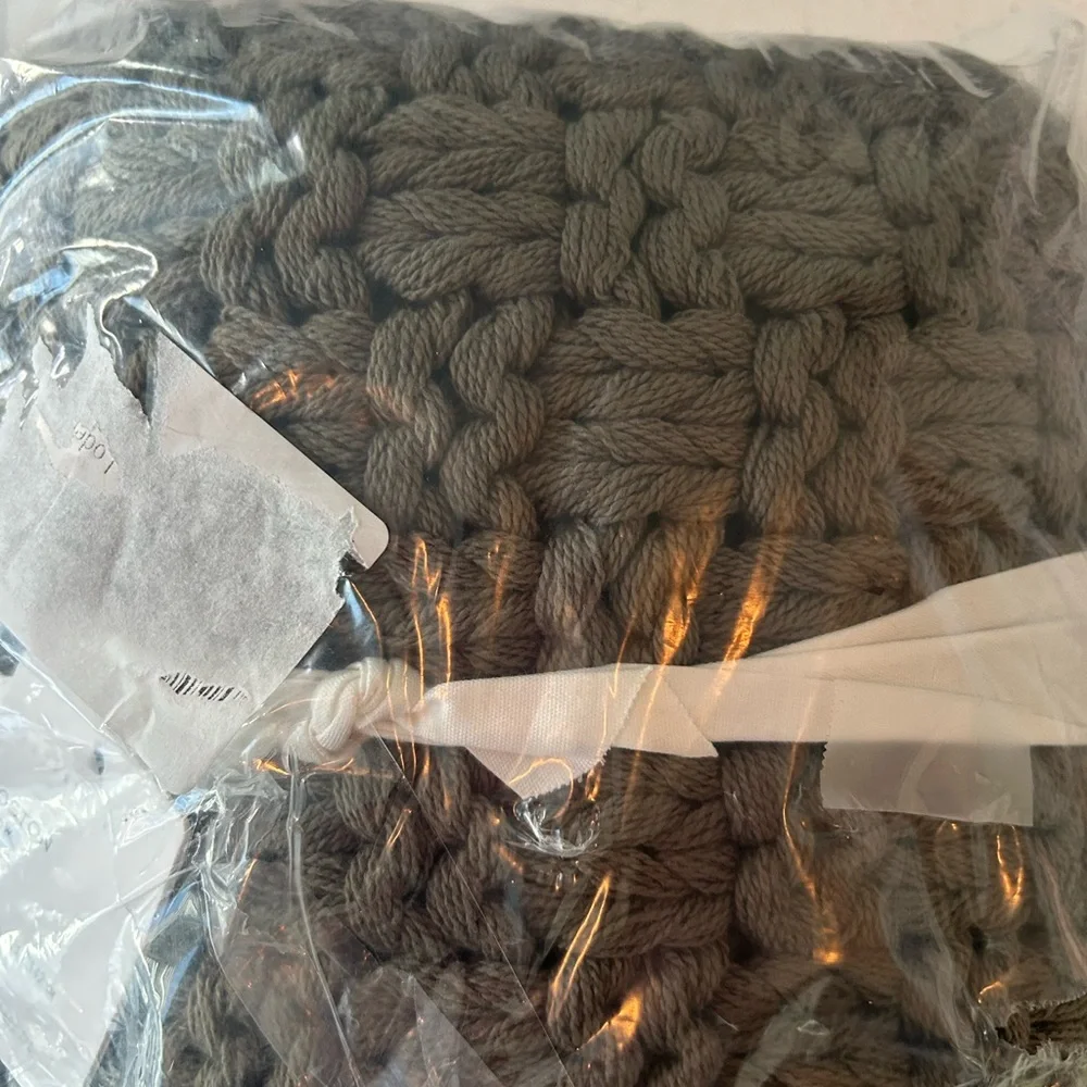 Pottery Barn Boston Throw Blanket Chunky Knit Loden Green NWT